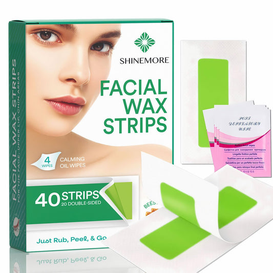 ShineMore Facial Wax Strips for Hair Removal - Hypoallergenic for All Skin Types - Gentle and Fast-Working for Face, Eyebrow, Upper Lip, and Chin (40