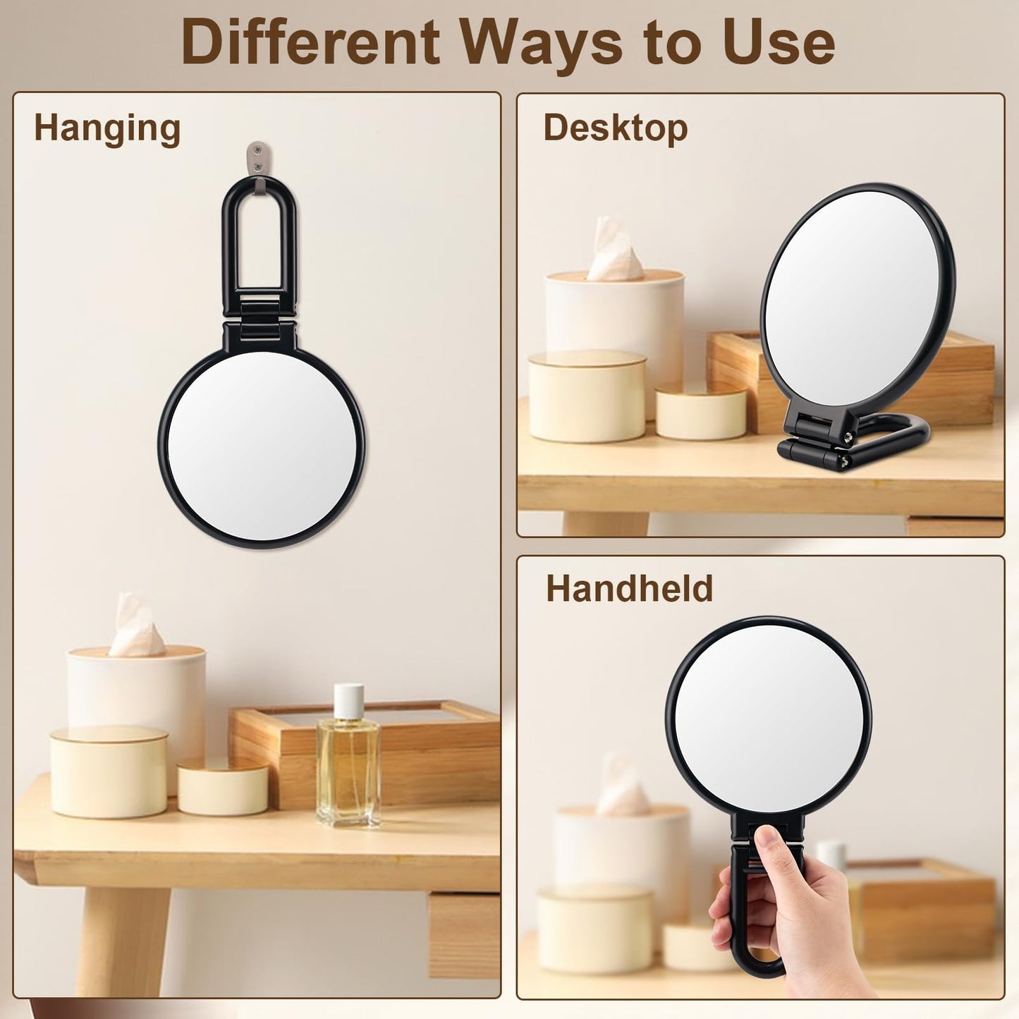 10X Magnifying Mirror, Double Side Handheld Mirror, Travel Makeup Mirror Beauty and Personal Care BOOMIBOO