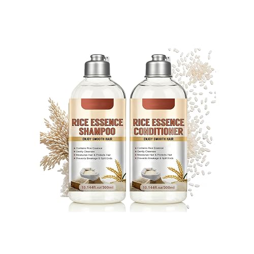 Rice Essence Shampoo and Conditioner Set, Rice Raw Pulp Shampoo and Conditioner for Soft and Strengthen Hair, Gentle Nourish Repair Damaged Hairs