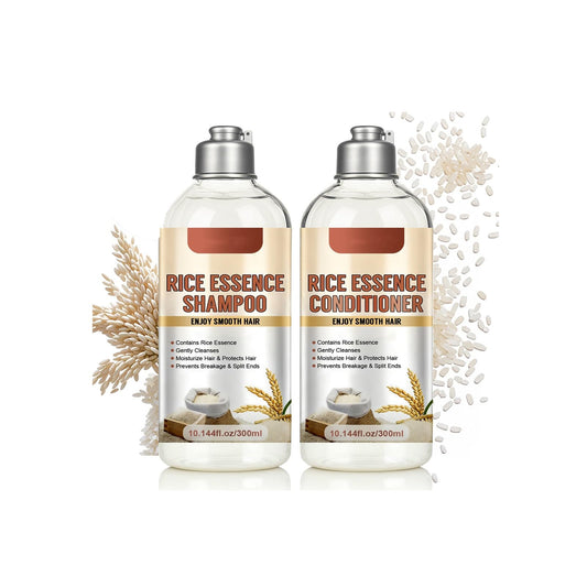 Rice Essence Shampoo and Conditioner Set, Rice Raw Pulp Shampoo and Conditioner for Soft and Strengthen Hair, Gentle Nourish Repair Damaged Hairs