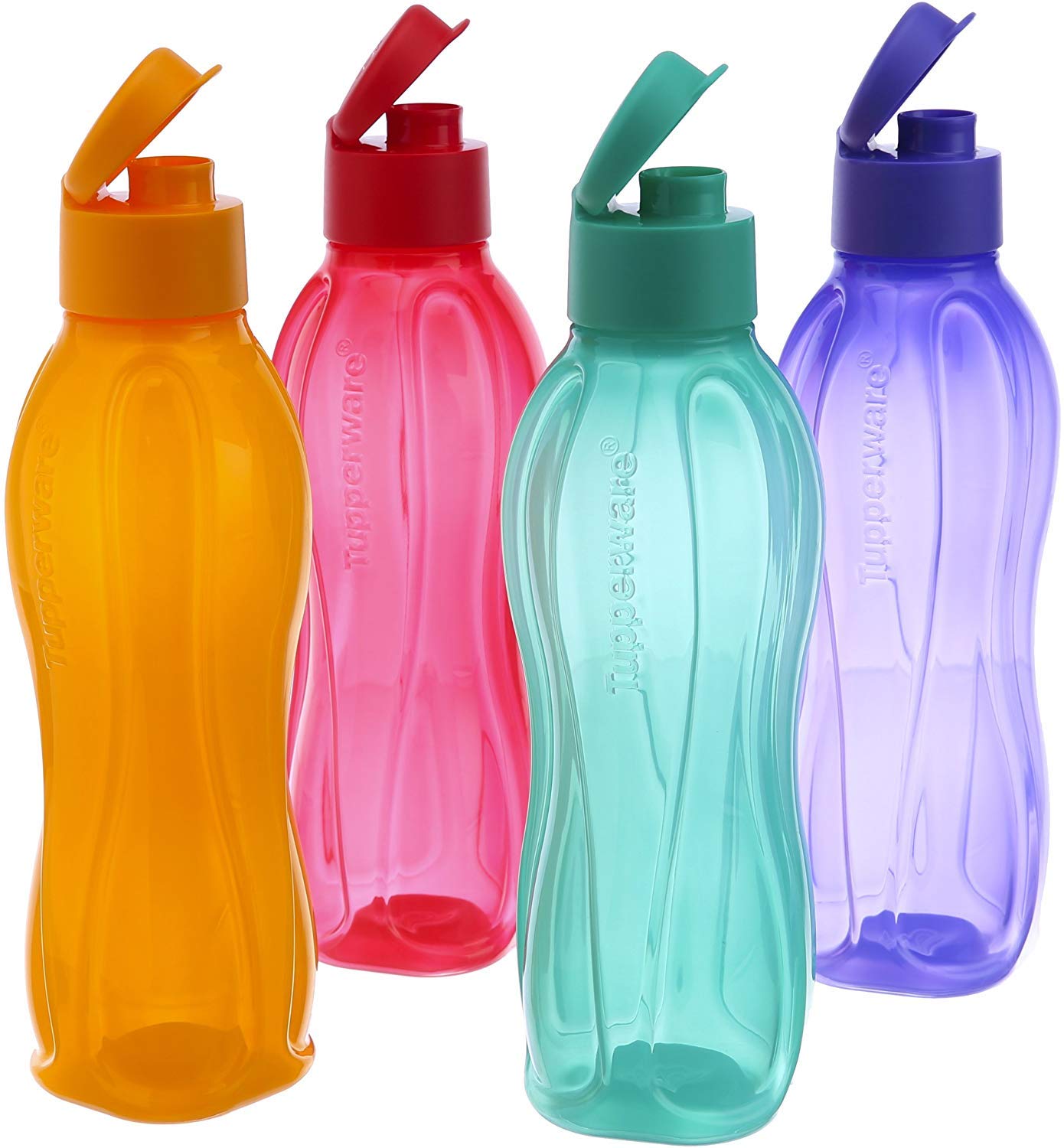 Tupperware Aquaslim Flip Top Water Bottle 750ml - 4pcs set (multicolor)