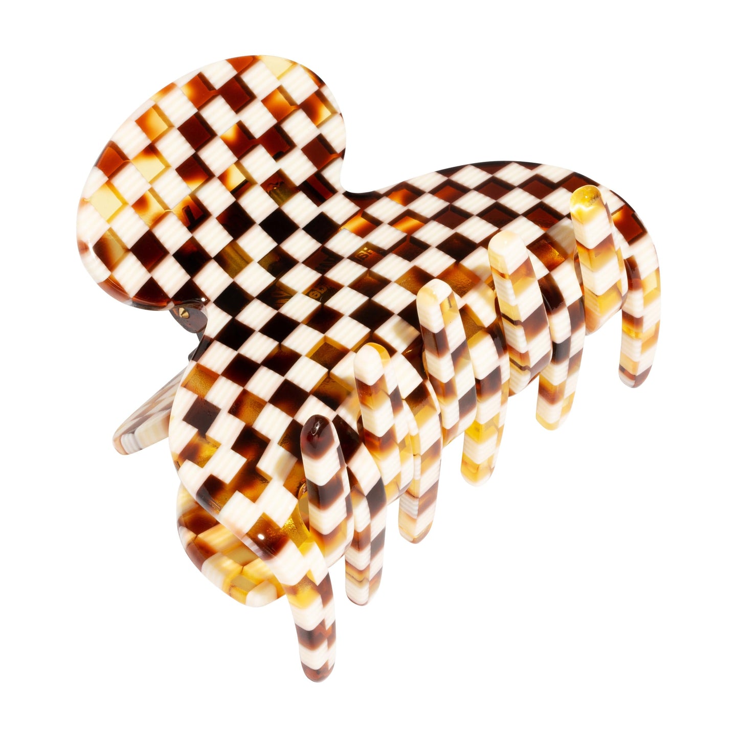 Small Designer Checkered Hair Clip for Women, France Luxe Sm Couture Claw Clip, Strong Grip, Lightweight Comfort, Damage-Free French Design, Ideal