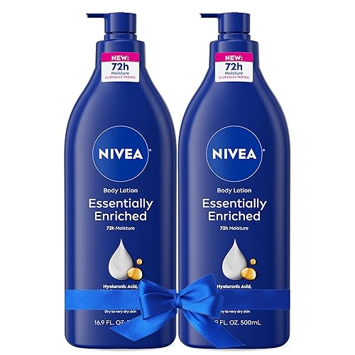 NIVEA Essentially Enriched Body Lotion for Very Dry Skin with Hyaluronic Acid, Almond Oil and Deep Nourishing Serum, 72-Hour Body Moisturizer, 16.9 Fl