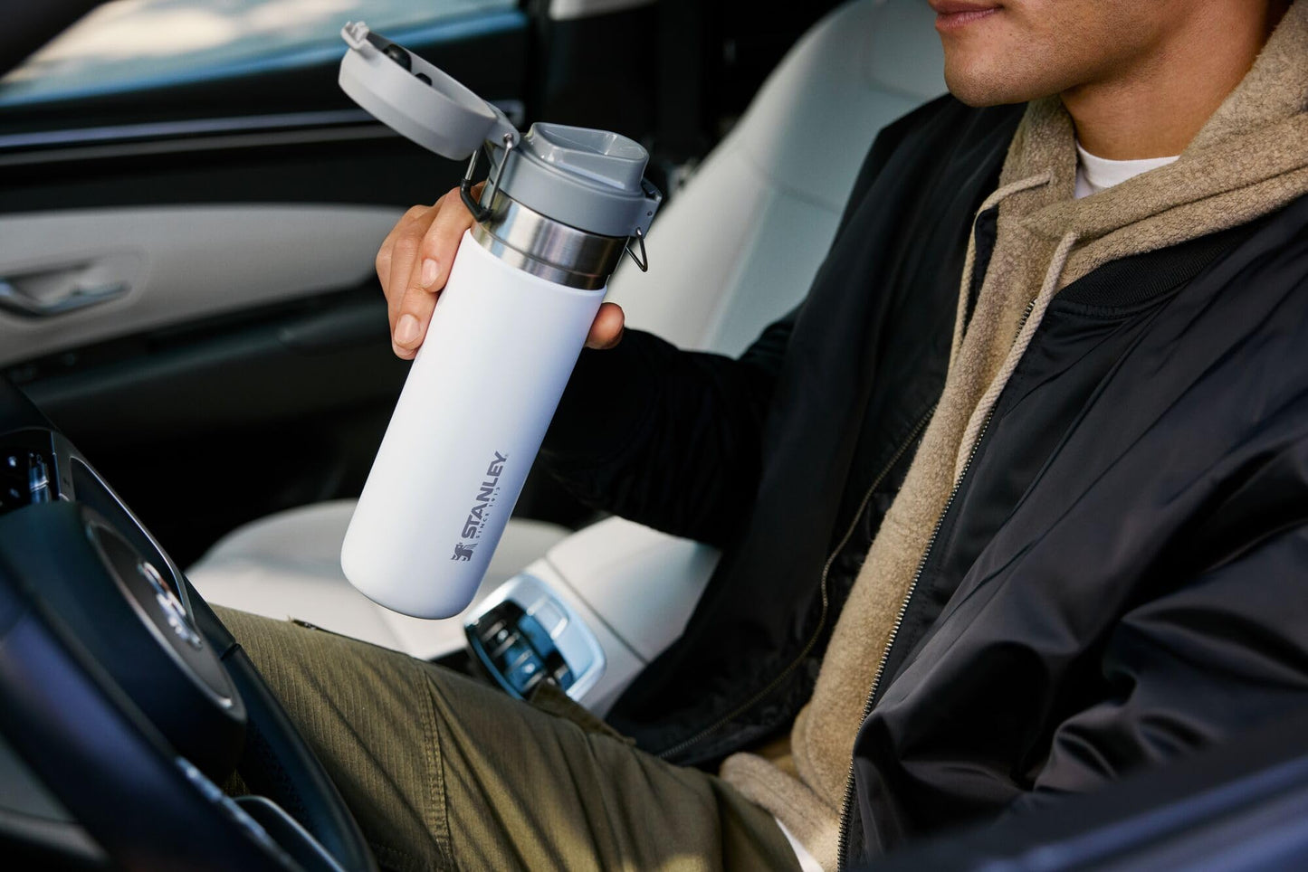 Stanley Quick Flip GO Water Bottle 36 oz | Push Button Lid | Leakproof and Packable for Travel and Sports | Insulated Stainless Steel | BPA-Free