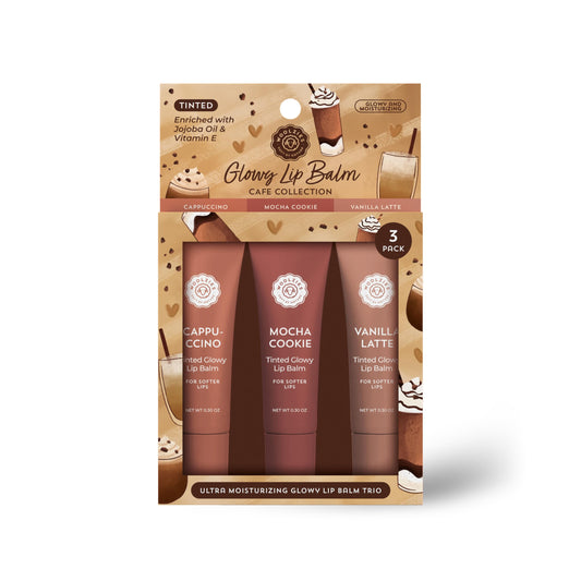 Tinted Glowy Lip Balm Trio - Natural Hydrating Lip Care Set with Vitamin E, Cocoa Butter & Jojoba Oil - Moisturizing, Vegan, Cruelty-Free Lip Balms Beauty and Personal Care Woolzies