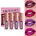 SUMEITANG 4 Color Liquid Glitter Lipstick Set?Diamond Sparkle Glosses, Popular Shimmer Shades, Matte-to-Glitter Finish, Long-Lasting & Waterproof