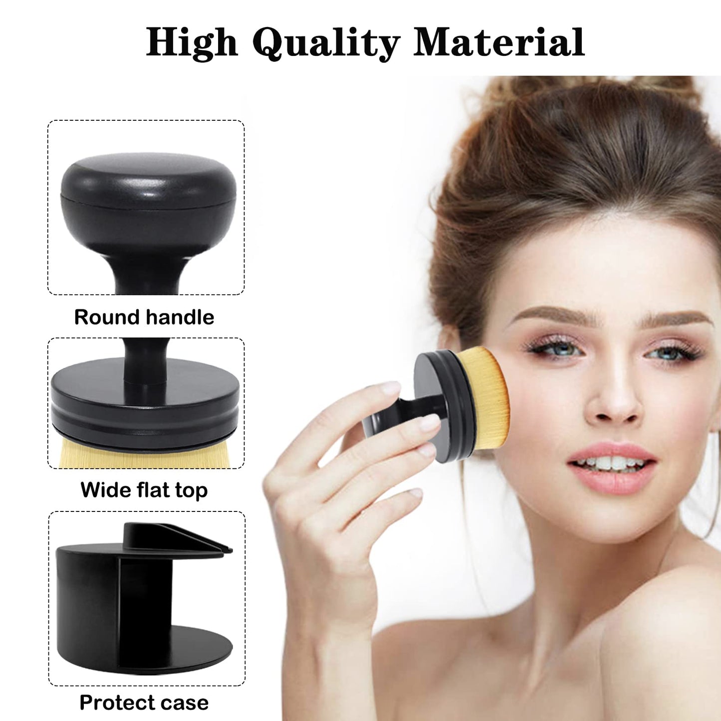 Falliny Makeup Brush, Large Full Coverage Self Tanner Foundation Brushes Travel Kabuki Powder Brush for Face Body, Blending Liquid