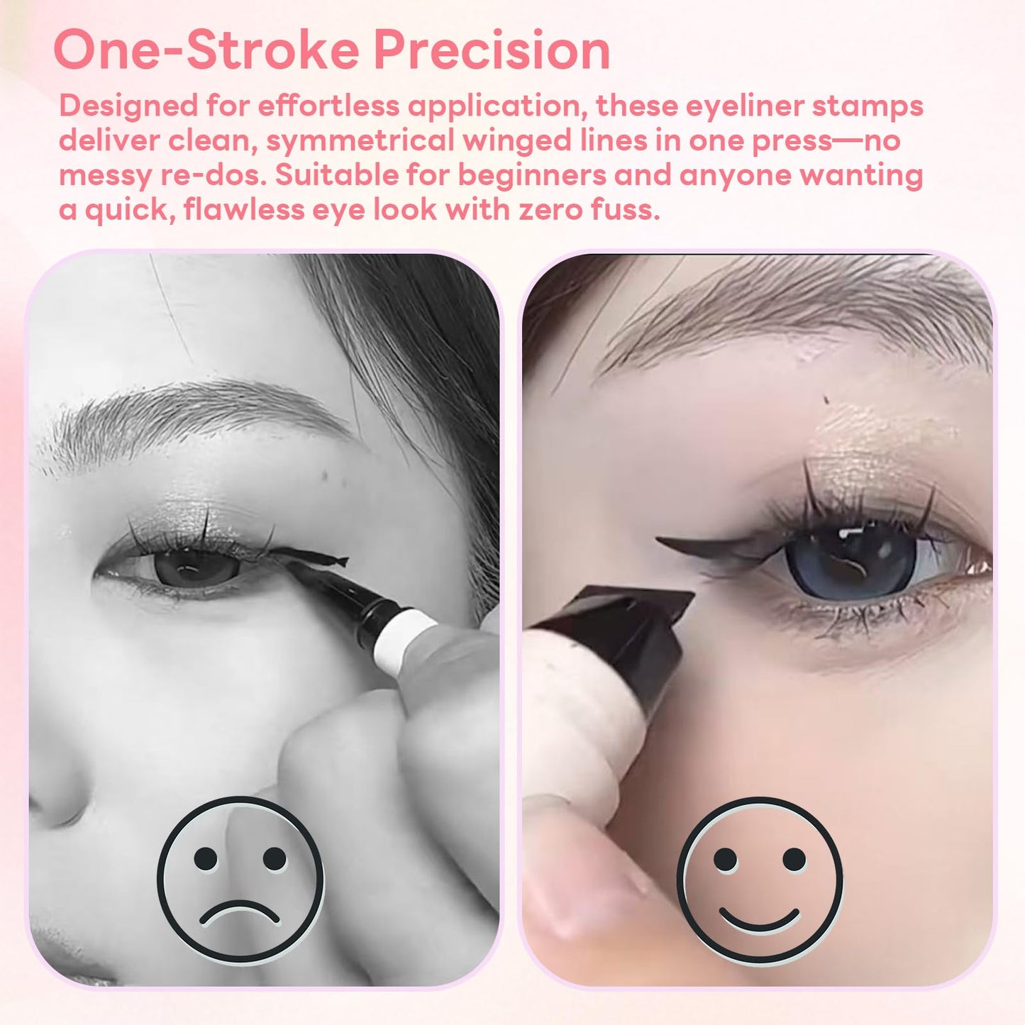2pcs Rotatable Eyeliner Stamp Set - Quick Shaping Tool with Left/Right Eye Marked, Smudge-Proof & Long-Lasting, Ready to Use, Flawless Winged…