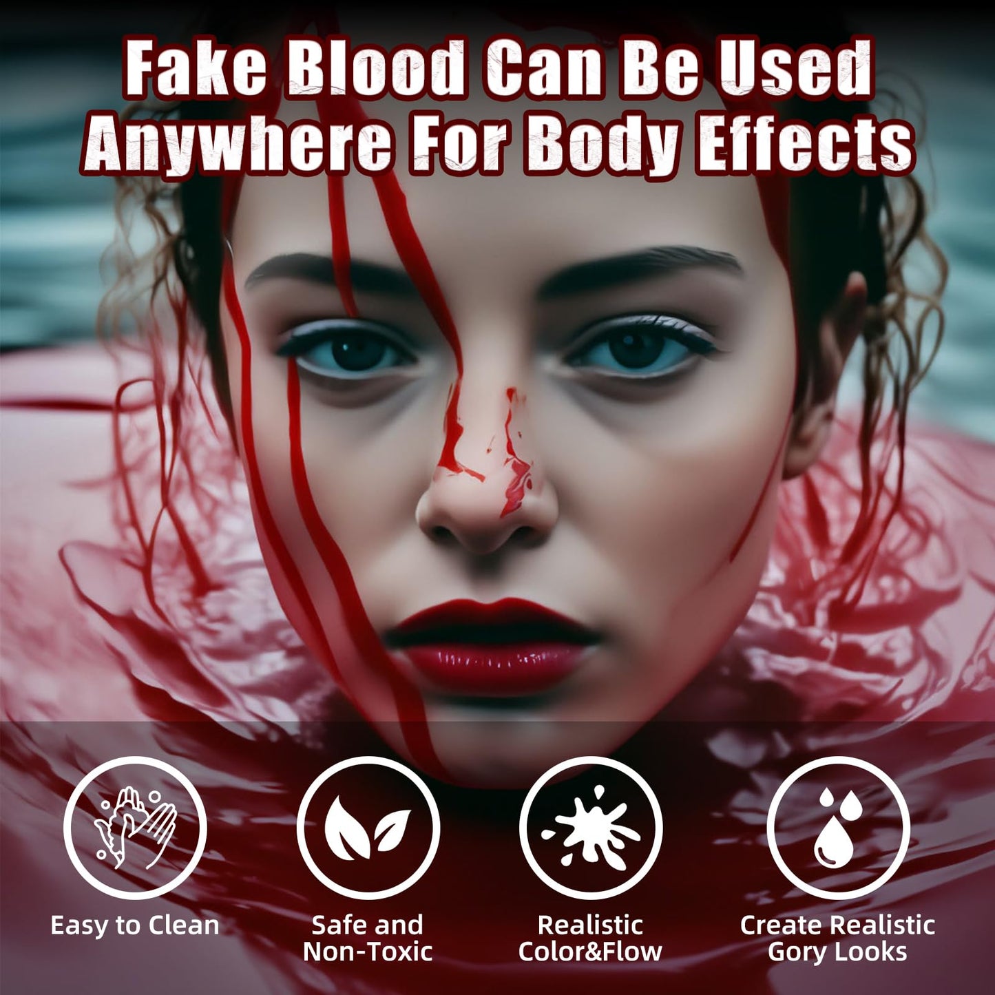 Halloween Fake Blood Spray, Washable Realistic Fake Blood Spray Makeup for Costume, Perfect for Vampire Makeup, Clown & Sfx & Cosplay & Zombie Make Up