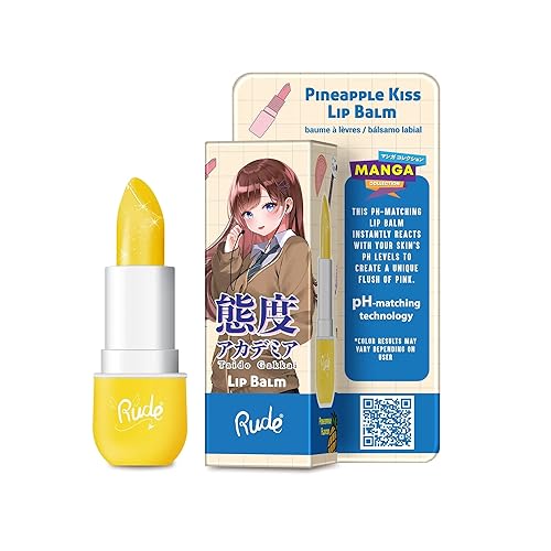 RUDE Manga Collection Lip Balm - Pineapple Kiss by Rude Cosmetics for Women - 0.123 oz Lip Balm
