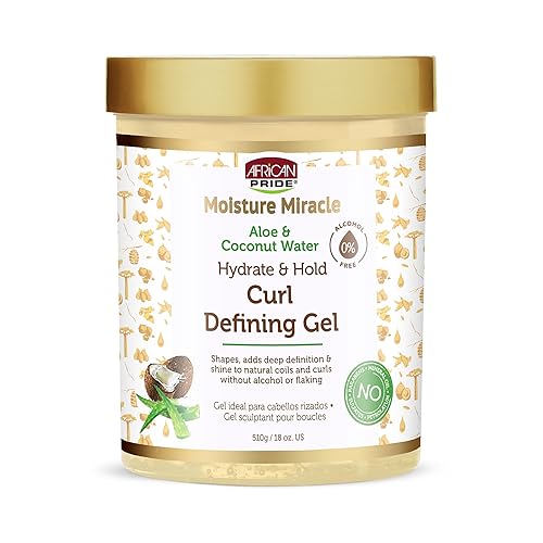 African Pride Moisture Miracle Hydrate & Hold Curl Defining Gel for Curly & Coily Hair, Controls Frizz, Hydrates, Defines Coils & Curls, No Flakes