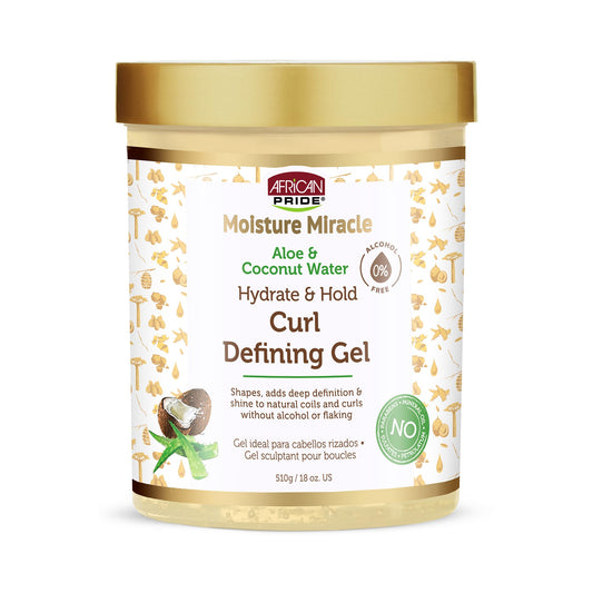 African Pride Moisture Miracle Hydrate & Hold Curl Defining Gel for Curly & Coily Hair, Controls Frizz, Hydrates, Defines Coils & Curls, No Flakes