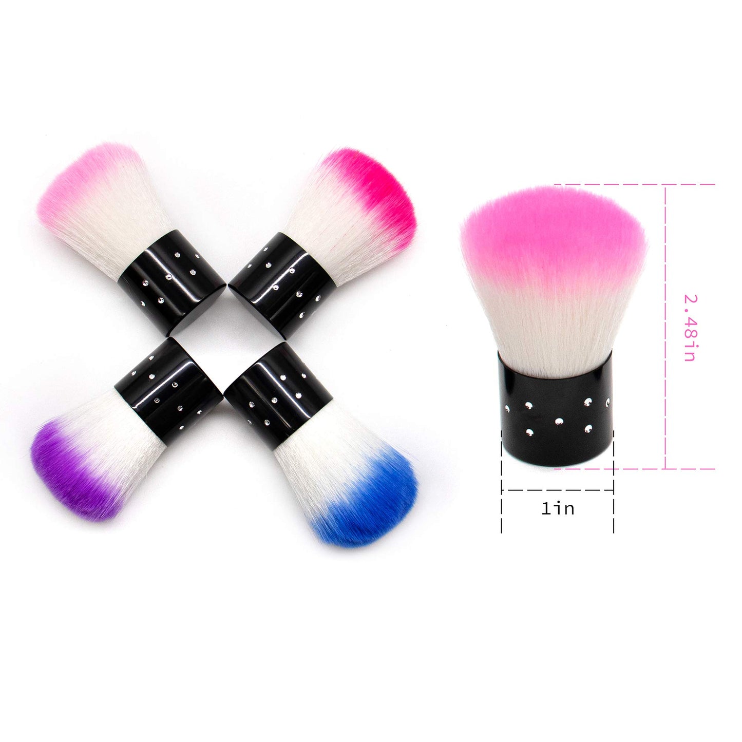 AUEAR, 4 Pack Multicolor Nail Powder Brush Dust Brushes Art Cleaner Cleaning Tools for Women and Girls
