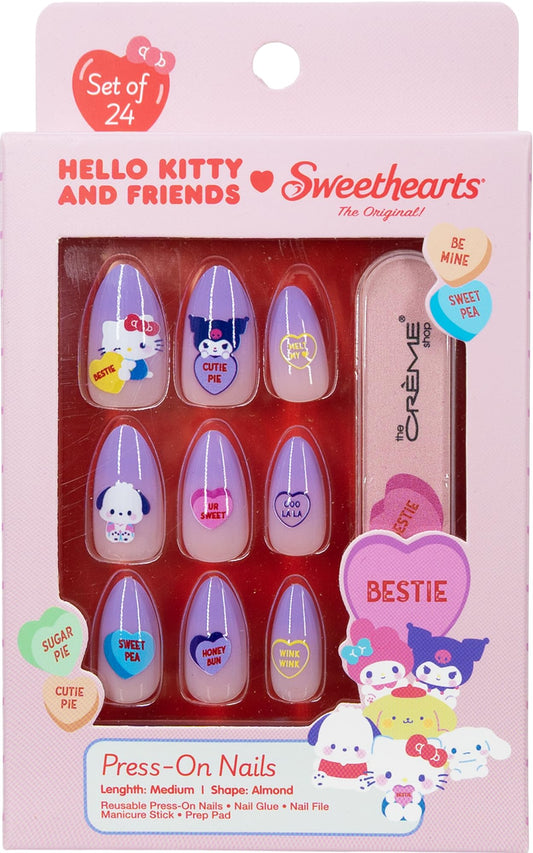 The Crème Shop x Hello Kitty & Friends x Sweethearts Collection Press On Nails, Almond Shape, 28 Nails Kit with Glue and Tools (Bestie) Beauty & Personal Care The Crème Shop