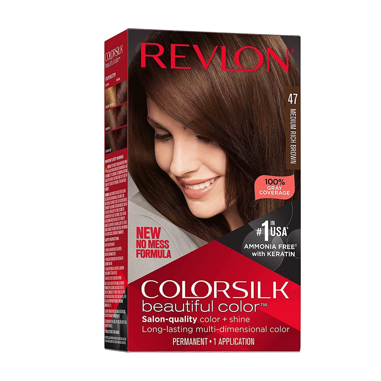 Revlon ColorSilk Hair Color, Medium Rich Brown [47] 1 ea