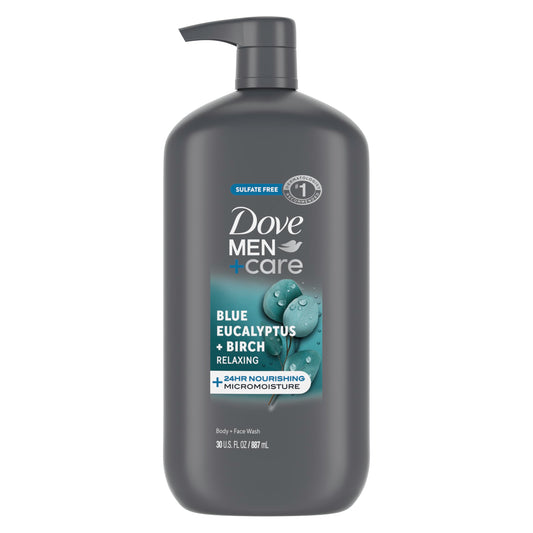 DOVE MEN + CARE Relaxing Blue Eucalyptus + Birch Body and Face Wash with 24-Hour Nourishing Micromoisture Technology Body Wash for Men 30 oz Beauty & Personal Care DOVE MEN + CARE