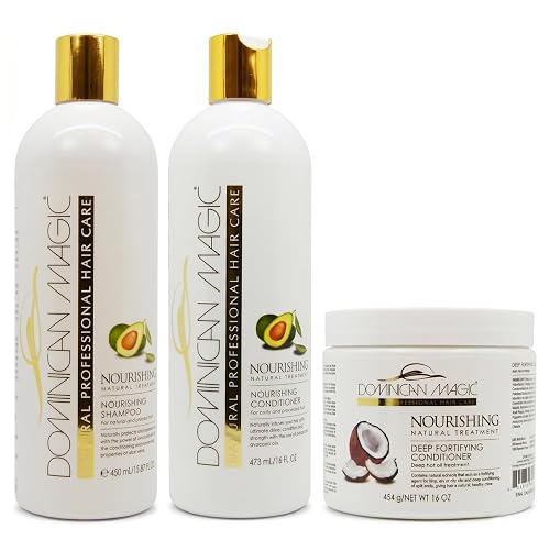 Dominican Magic Nourishing Shampoo & Conditioner Set - Hydrating Shampoo & Conditioner for Dry, Damaged Hair with Avocado & Coconut- Strengthens