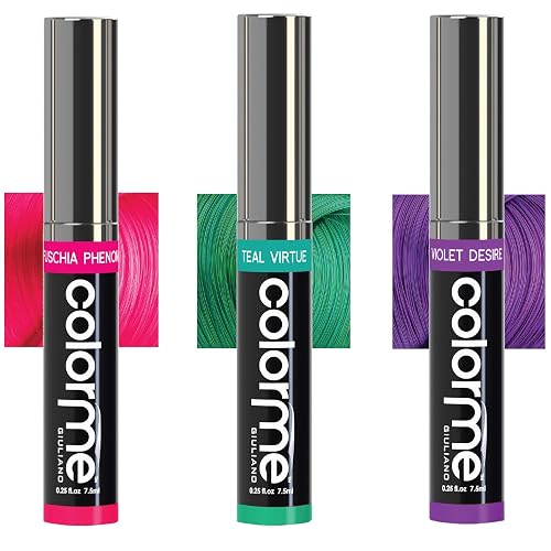 Colorme Temporary Hair Color, Hair Chalk alternative 3PK (Fuschia, Teal, Violet Desire)