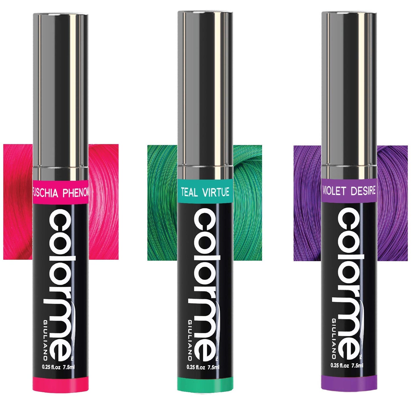 Colorme Temporary Hair Color, Hair Chalk alternative 3PK (Fuschia, Teal, Violet Desire)