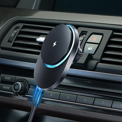 CLEC for BMW 5 Series 2011-2016 Magnetic Wireless Car Charger Phone Holder Mount Custom Fit for BMW 5 Series 2011-2016 15W Fast Charging Car Phone…