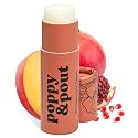 Poppy & Pout Pomegranate Peach Jumbo Lip Balm | All Natural Lip Balms & Moisturizers | Hydrates with Beeswax, Vitamin E, Organic Coconut Oil |