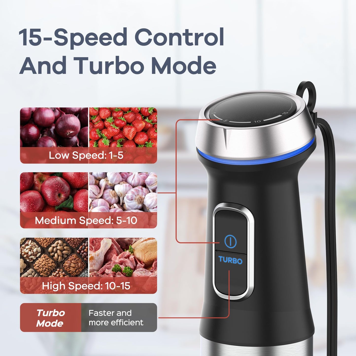 Ganiza 5-in-1 Immersion Hand Blender – 1000W, 16-Speed, Stainless Steel Blade with 800ml Beaker, 600ml Chopper, Whisk & Milk Frother