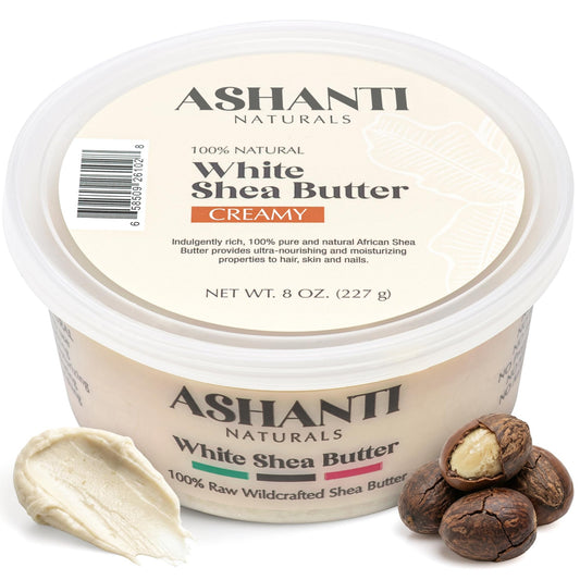 Ashanti Naturals White Raw Shea Butter | Unrefined African Shea Butter | Creamy Moisturizer for Easy Application - 8 oz