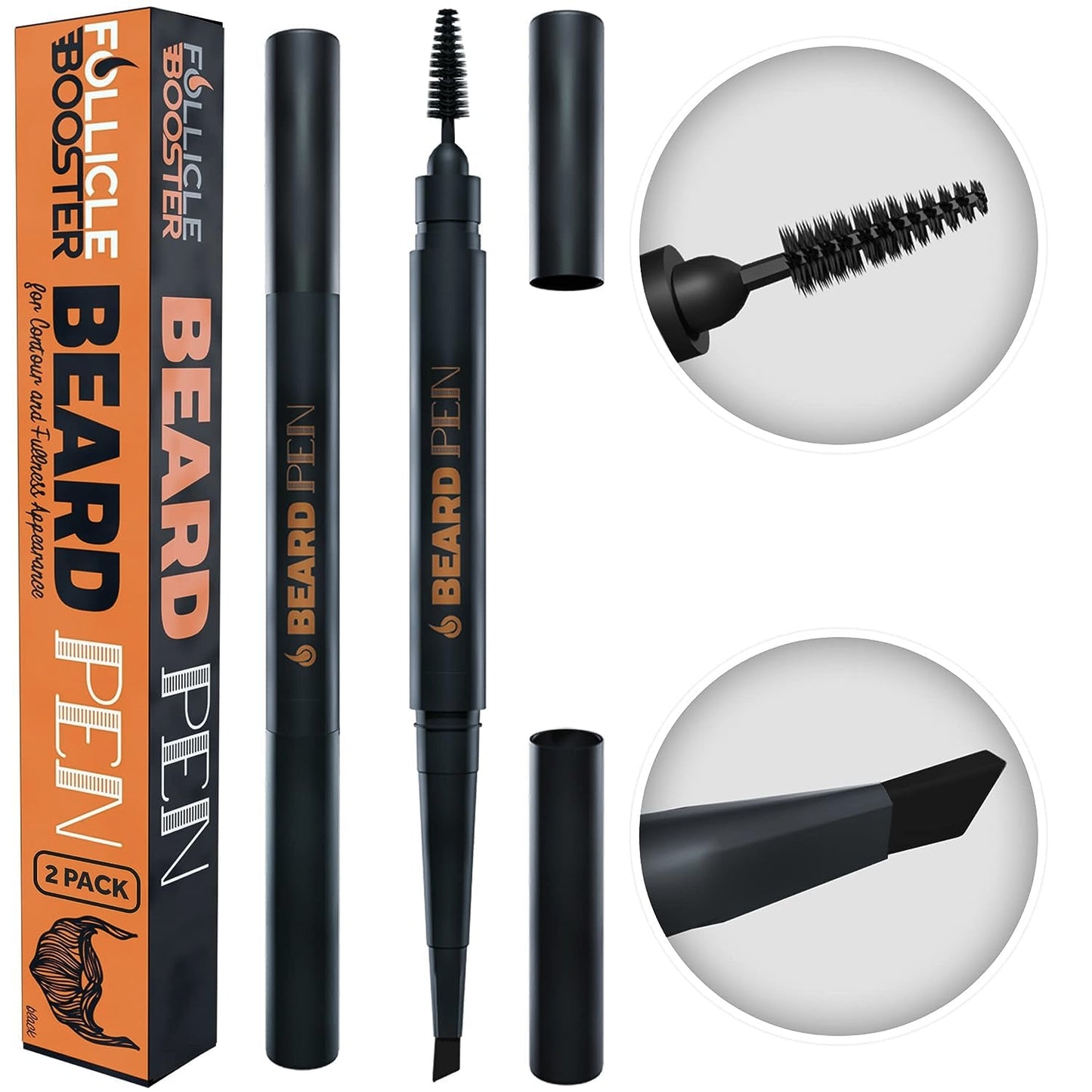 Beard Pen Filler for Men - Barber Styling Grooming Pencil - Waterproof, Sweat Proof, Long Lasting Solution with Natural Finish - Cover Beard and Scalp
