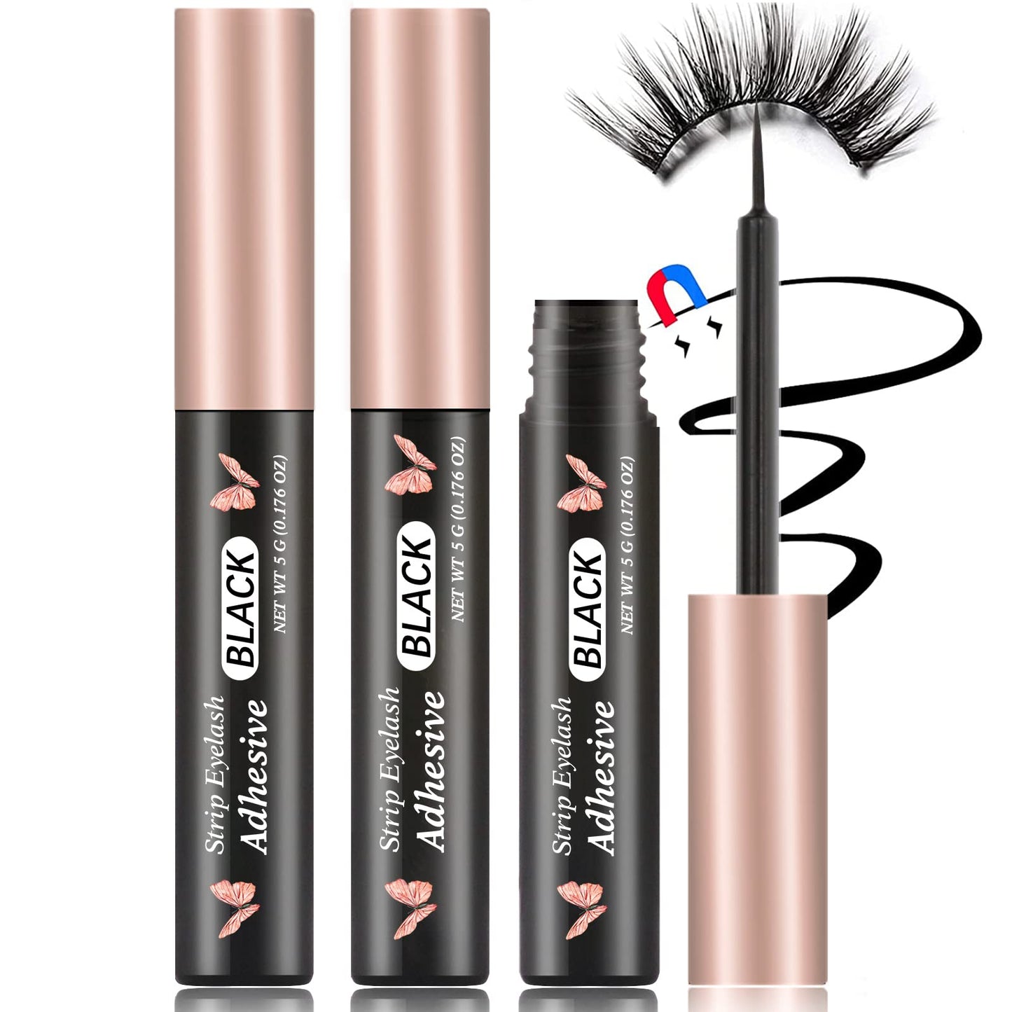 Magnetic Eyeliner 3PCS Smudge Resistant Magnetic liner,Works with All Magnetic Eyelashes,No iron powder and Natural Look,Easy to apply and No Glue