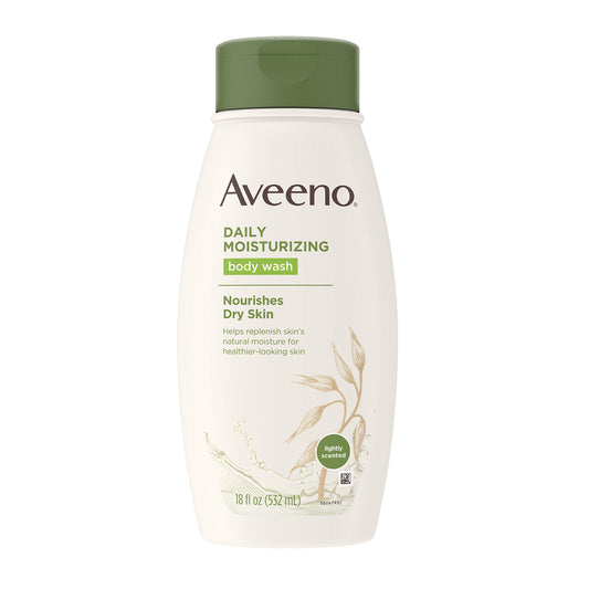 Aveeno Daily Moisturizing Body Wash for Dry Skin with Soothing Oat ; Rich Emollients, Creamy Shower Cleanser, Gentle, Soap-Free and Dye-Free, Light
