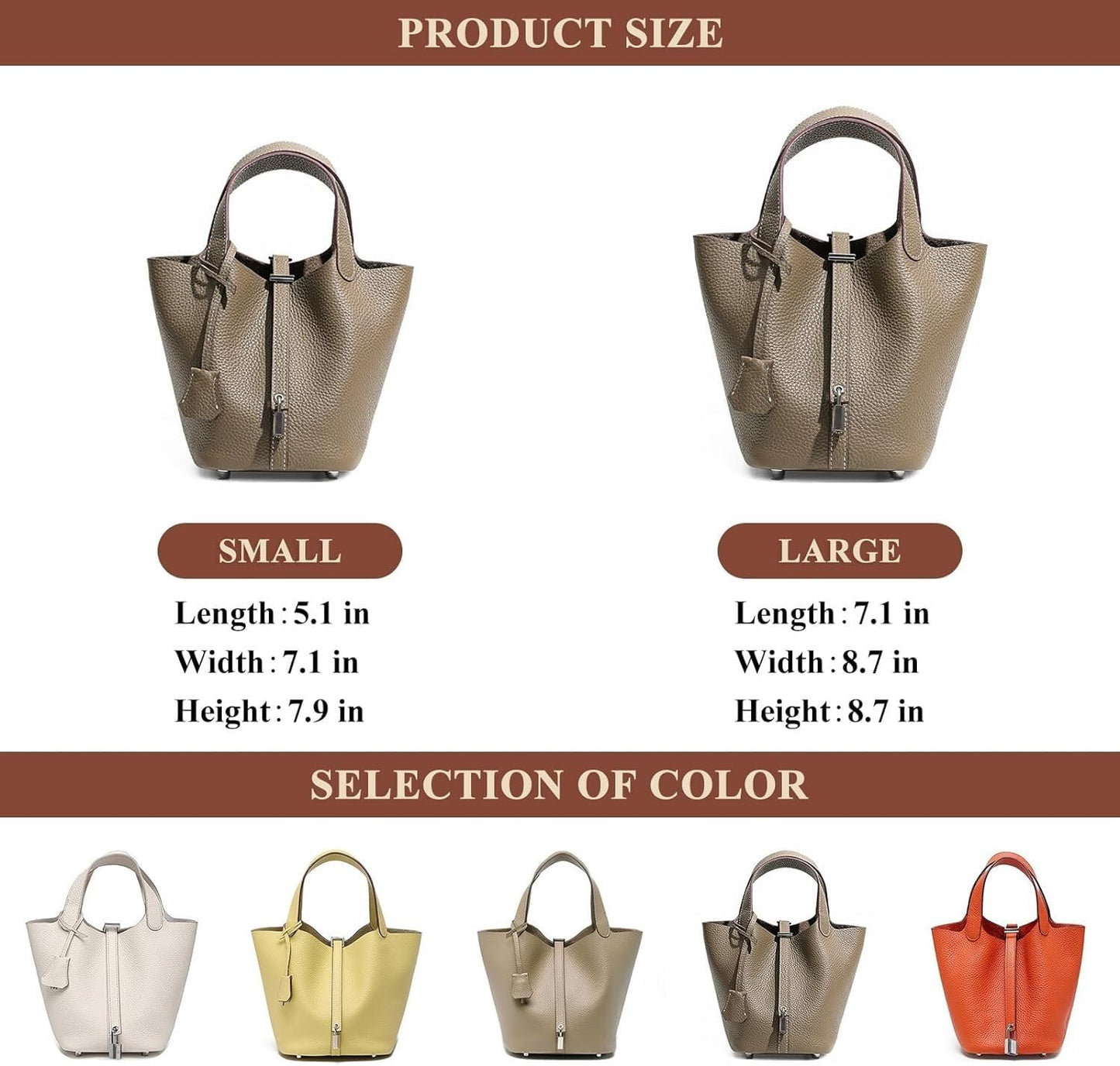 ADPWRL Genuine Leather Soft Bucket Bag for Women Fashion Lock Design Handbags Vegetable Basket Satchel with Top Handle Bags, Black (Silver Lock)