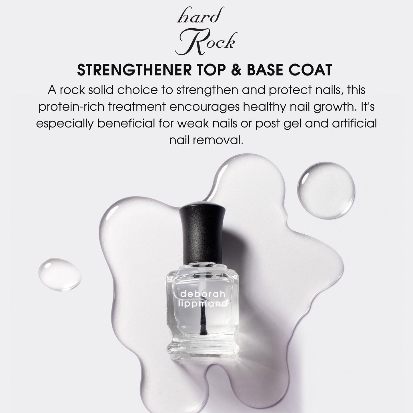 Deborah Lippmann Hard Rock Base and Top Coat | Promotes Healthy Growth for Soft Nails | Diamond Powder Strengthens and Protects Nail Polish | Clear