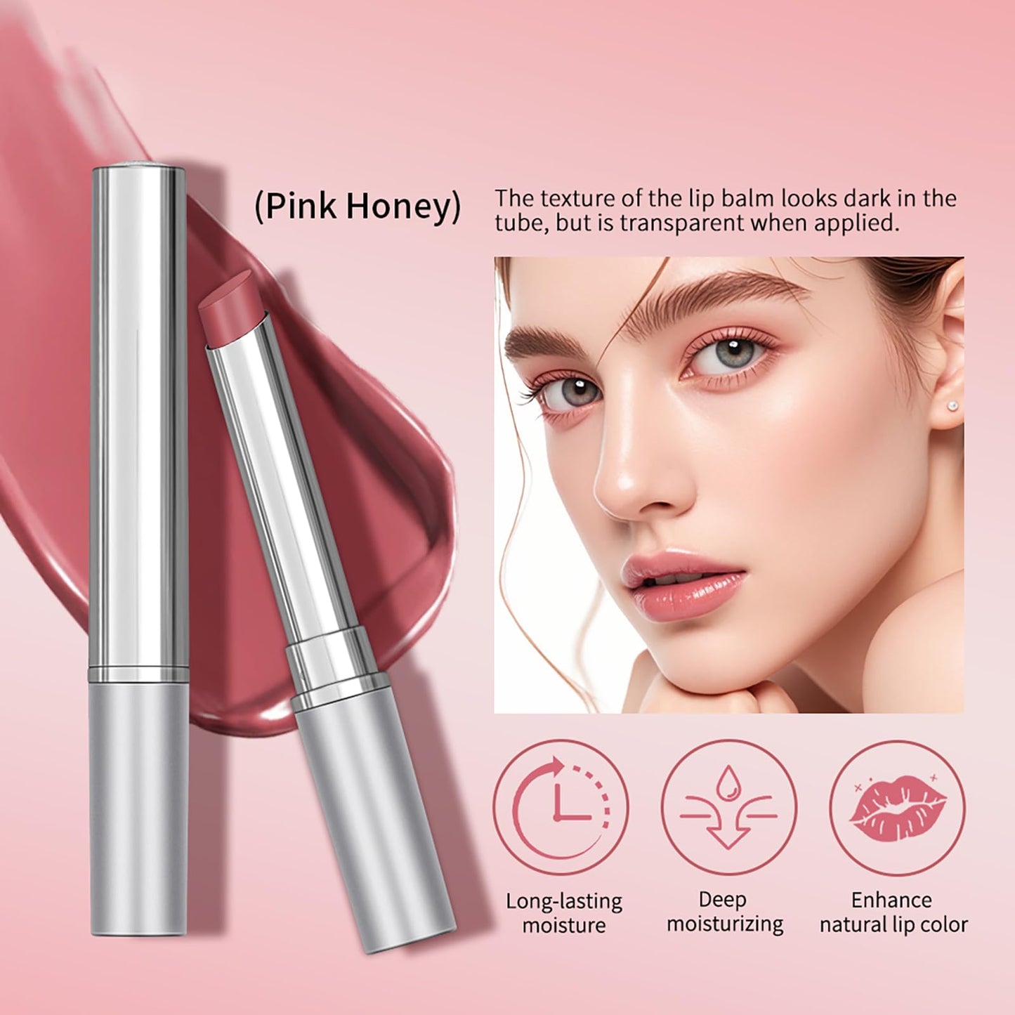 3PCS Honey Lipstick Tinted Lip Balm - Sheer Hydrating Lipstick for All Skin Tones - Moisturizing Lip Color, Nourishing Lip Balm with a Hint of Natural Beauty and Personal Care BAISEN DIARY
