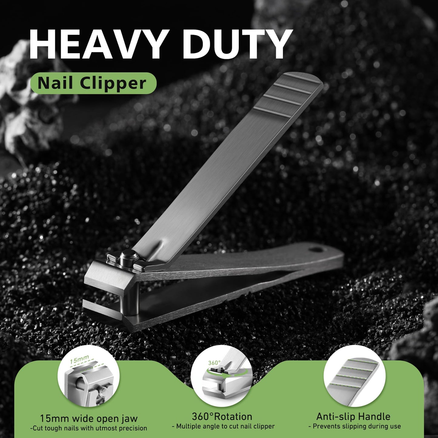 Heavy Duty Straight Blade Nail Clippers for Thick Toenails, Professional Stainless Steel Fingernail Toenail Clippers Trimmers - Thick Wide Jaw Toe Beauty and Personal Care Baluca