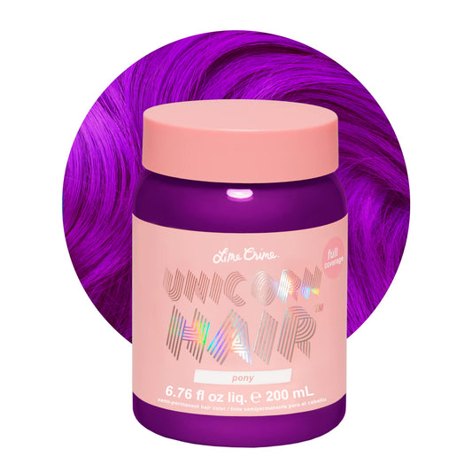 Lime Crime Full Coverage Unicorn Hair Dye, Pony (Violet Purple) - Damage-Free Semi-Permanent Hair Color Conditions & Moisturizes - Temporary Hair Tint