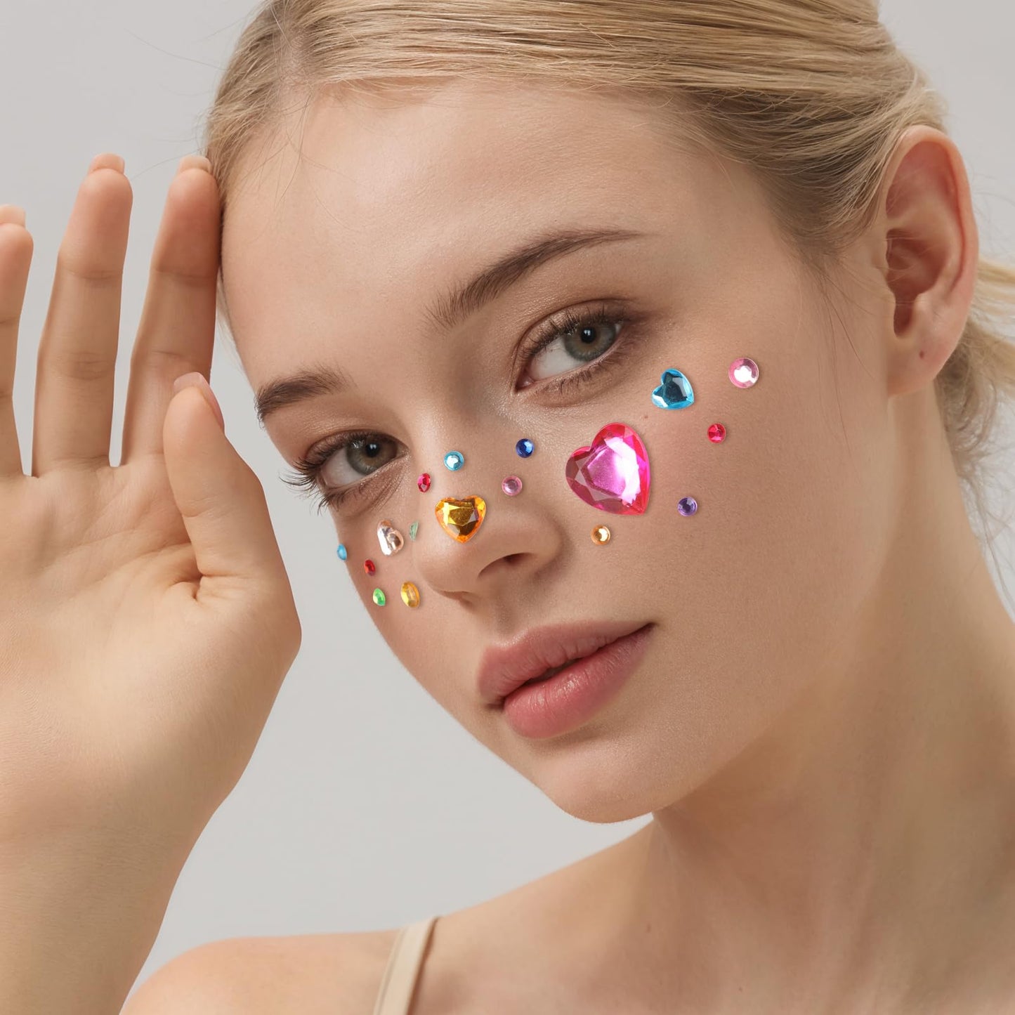 Teenitor Self Adhesive Gems Face Gems for Makeup, Self Adhesive Festival Jewels, Hair Gems, 4 Sheets Face, Eye, Makeup, Body Rhinestone Stickers Beauty and Personal Care Teenitor