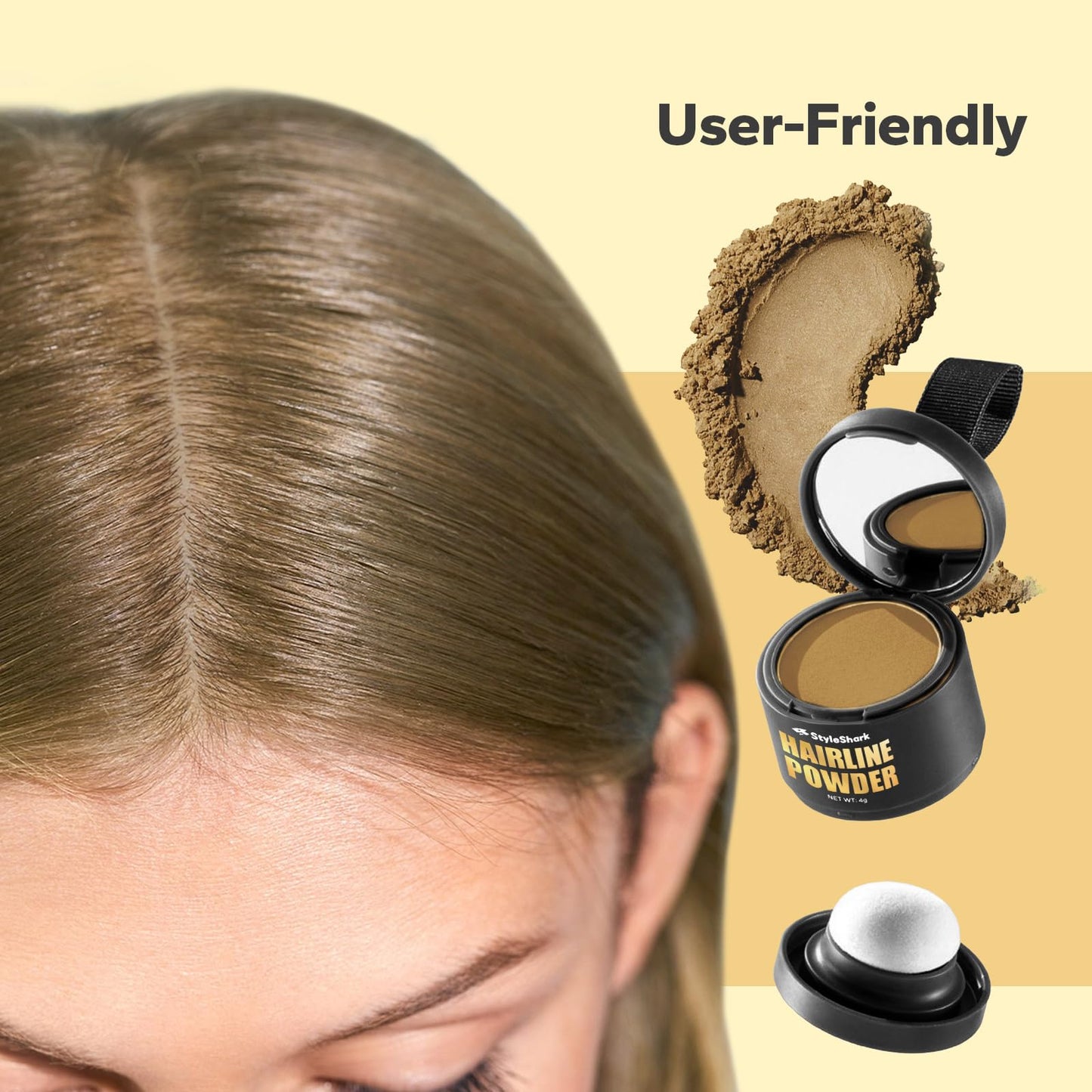 StyleShark Hairline Powder for Women & Men - Stain-Proof Touch Up for Thinning Hair, Quick Sweatproof Cover Up (Sandy Blonde)