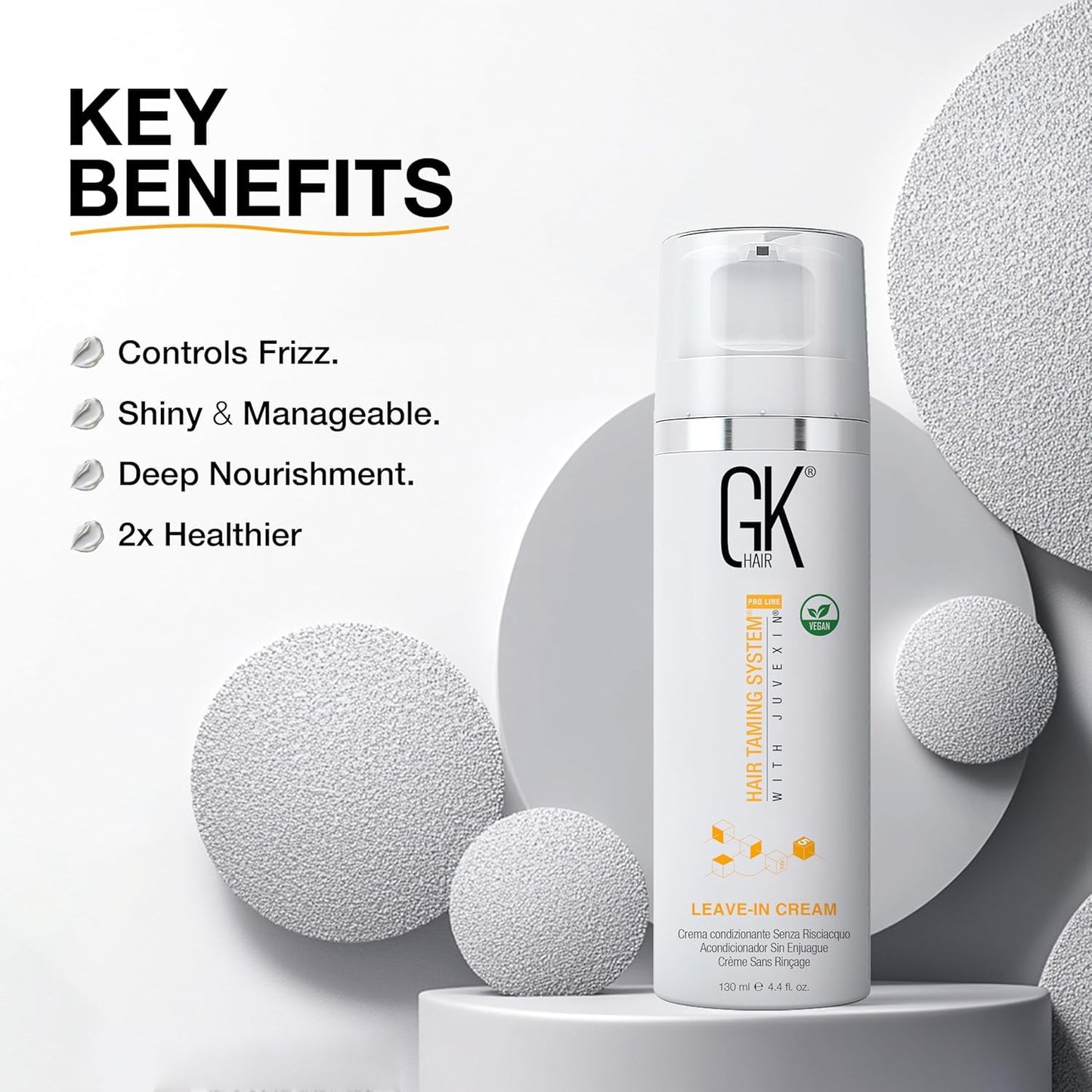 GK HAIR Global Keratin Balancing Shampoo and Conditioner 300ml Kit with Leave-In Cream 130ml | Moisturizing Hair Care Set for All Hair Types |