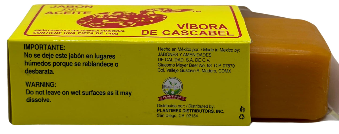 JABON DE ACEITE VIBORA DE CASCABEL Original (140g) / Original Rattlesnake soap (4.93 Oz) Pack of 6