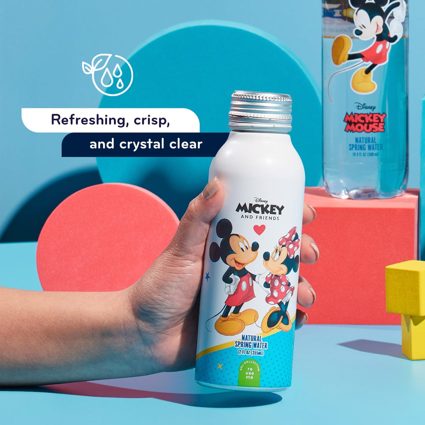 Disney Mickey and Minnie Mouse Aluminum Water Bottle by Disney Water for Unisex - 12 x 12 oz Water