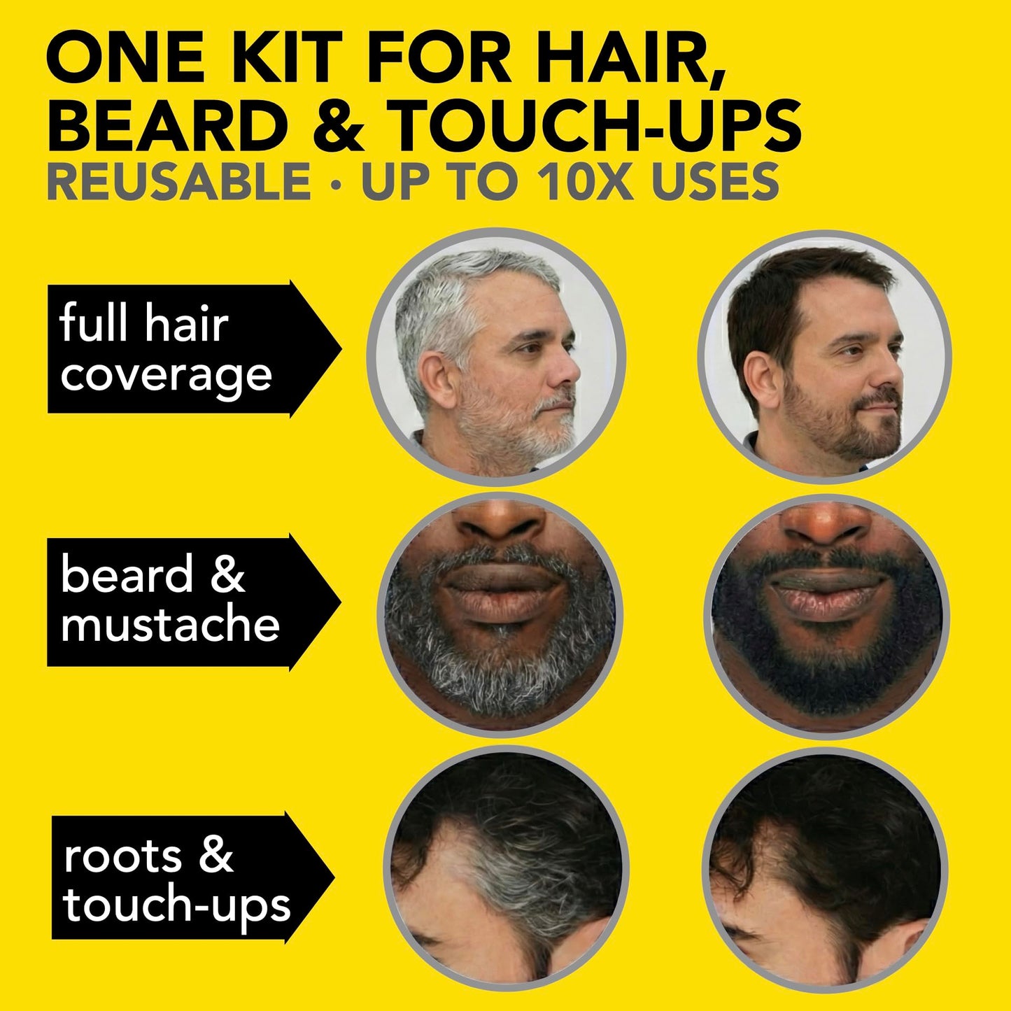 2X Reusable Hair & Beard Dye for Men - Black | Up to 10 Uses, 7 Minutes | Natural Gray Coverage, No-Drip Cream with SkinArmour® - Cleverman Beauty and Personal Care CLEVERMAN