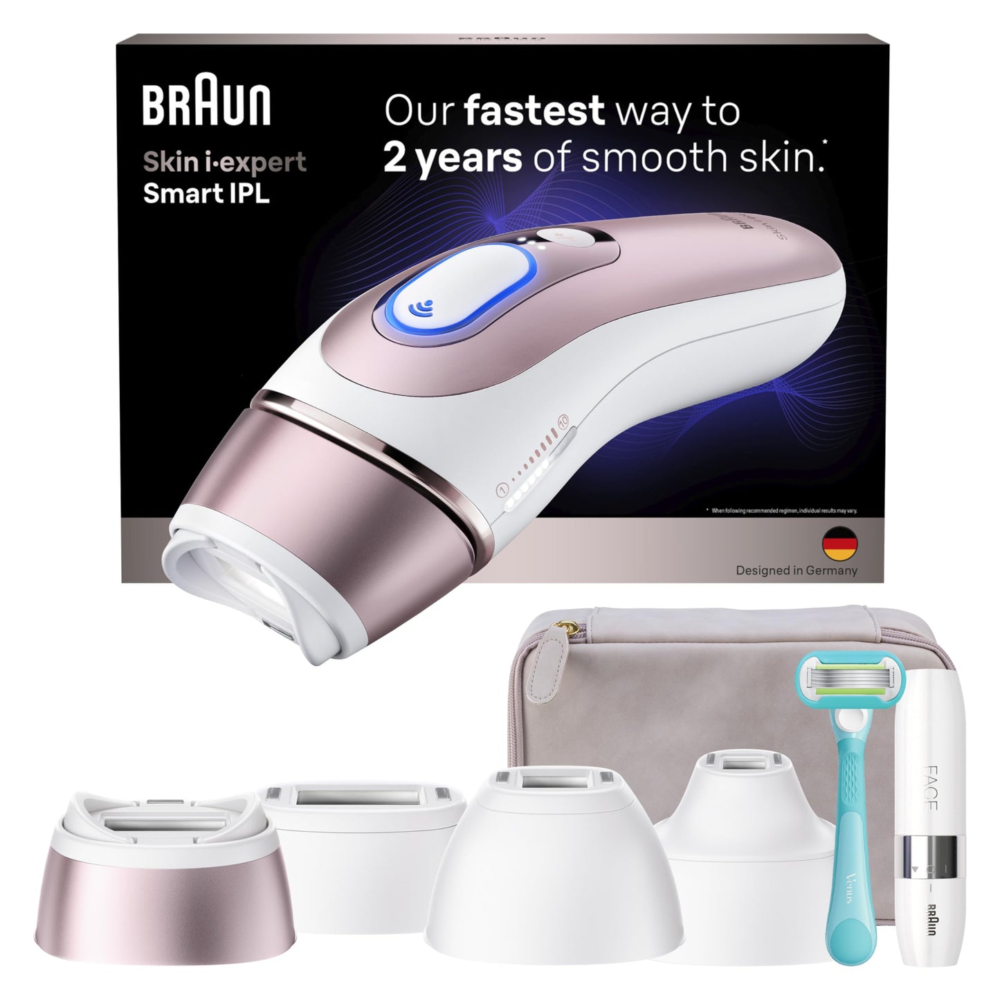 Braun Skin i-Expert Smart IPL PL7219 at Home Laser Hair Removal for Women and Men with App, Premium Pouch, Venus Razor, 2 Smart Heads, Facial Trimmer Beauty and Personal Care Braun