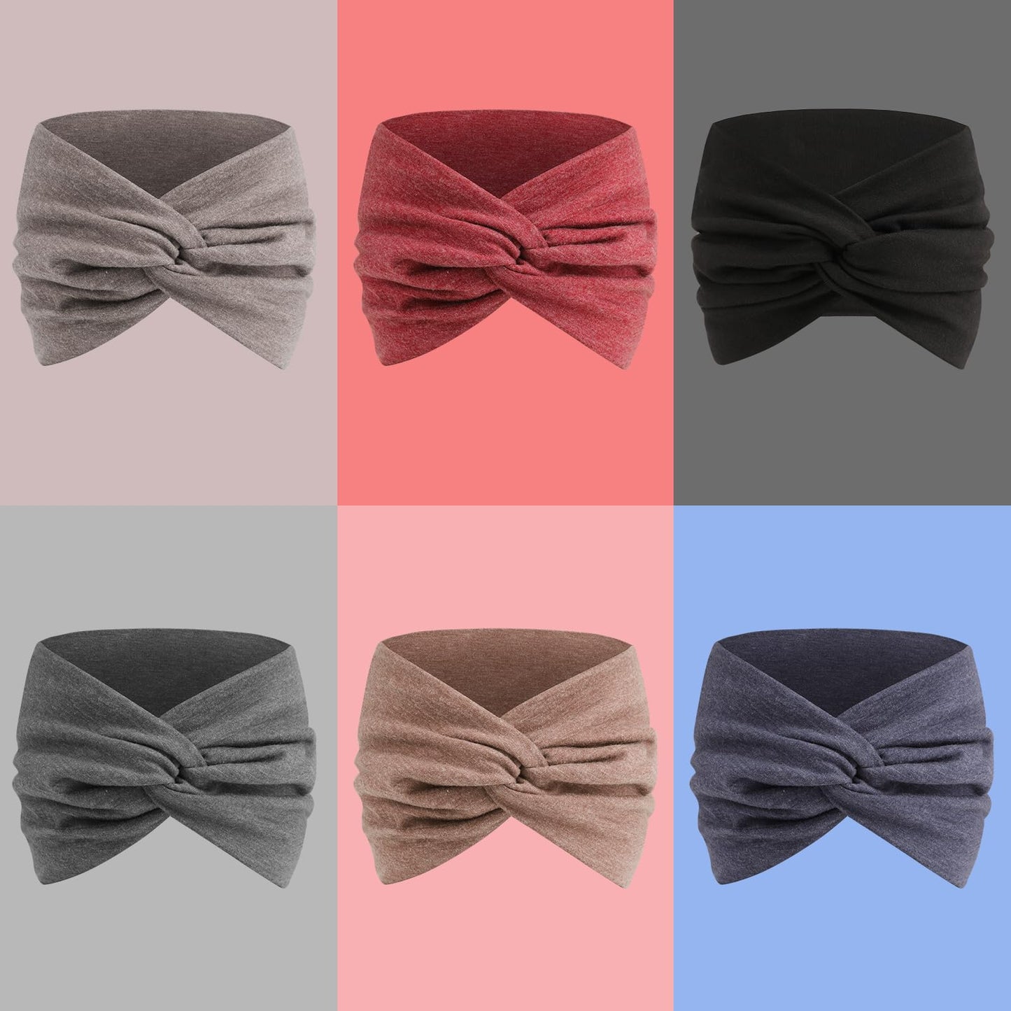 Extra Wide Headbands for Women, 7'' Large Cotton Like Turban Knotted Bandana Head Bands for Women Non Slip, Boho Headbands for Women's hair bands Beauty and Personal Care HAUHC