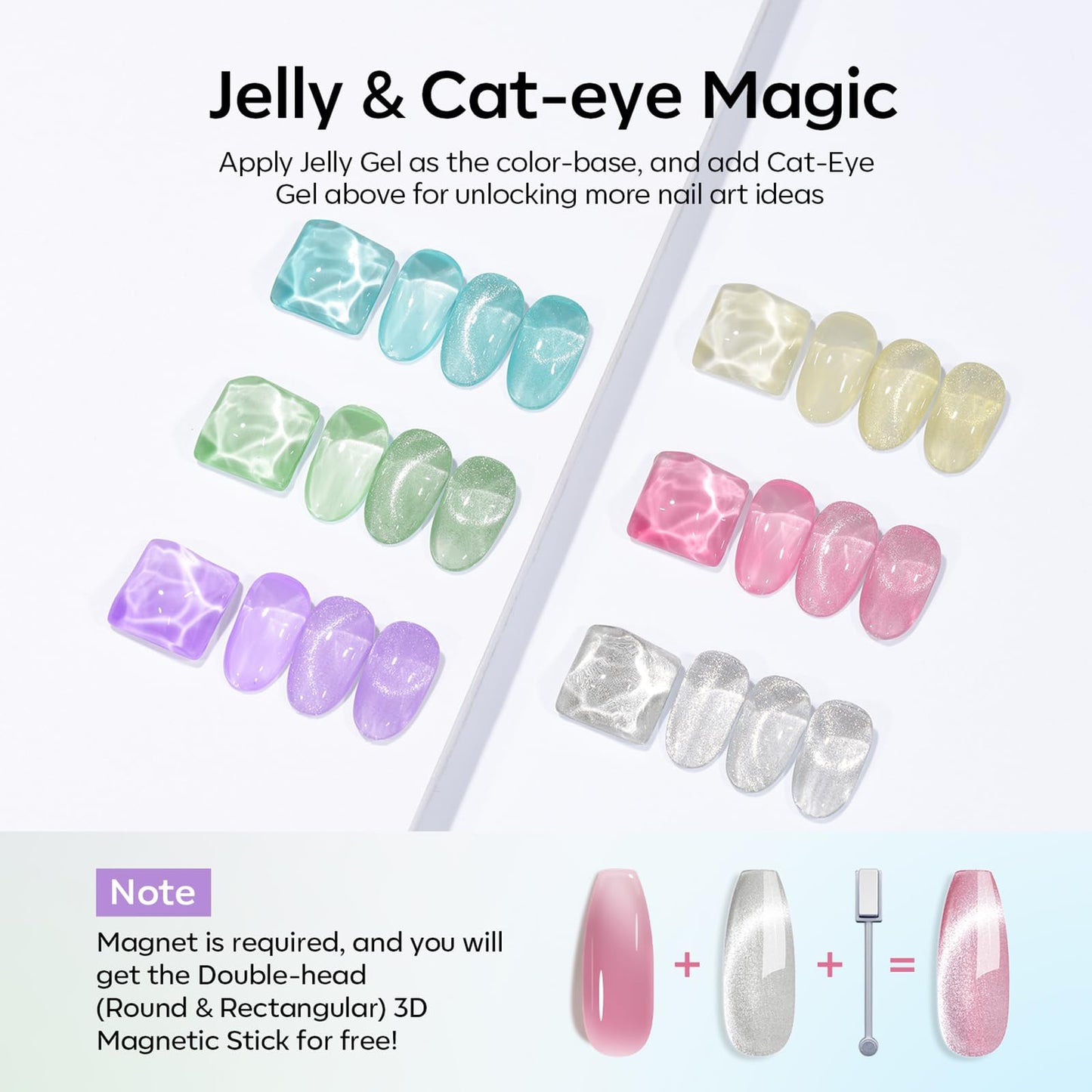 modelones Gel Nail Polish Set, 6 Colors 2026 Spring Summer Silver Cat Eye Gel Polish Translucent Pastel Sheer Pink Yellow Lavender Purple Baby Blue Beauty and Personal Care modelones