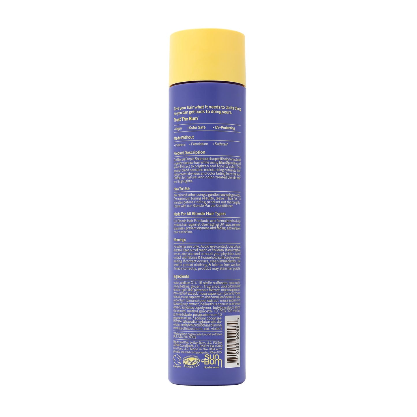 Sun Bum Blonde Purple Shampoo - Cleanses and Prevents Dryness with Deep Moisturizing and Brightening Formula - Color Enhancing and Toning Treatment