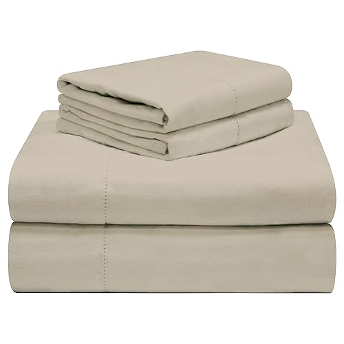 Celeste Home 190 GSM Cal King, Storm Grey Sheet Set- Warm & Cozy - 100% Cotton Flannel Pre-Shrunk - Extra Soft - Deep Pockets - Easy Fit - Elastic All