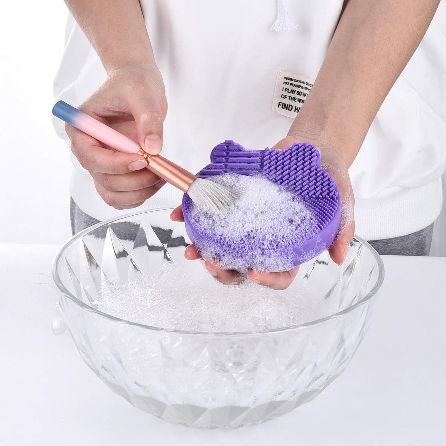 Silicon Makeup Brush Cleaner Mat with Brush Drying manual Make up cleaner cleanser machine Cosmetic Cleaning Pad+Makeup Dry Cleaned Quick Color