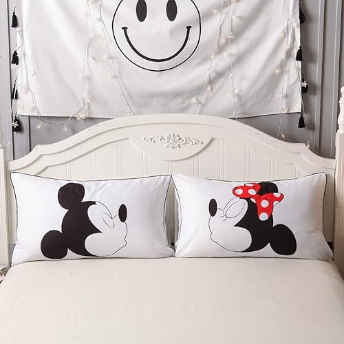 Haru Homie Microfiber Couples Mickey Mouse& Minnie Pillowcases Set of 2, Gifts for Girlfriend, Boyfriend, Wife, Husband, Valentines Day, Wedding, 20"x