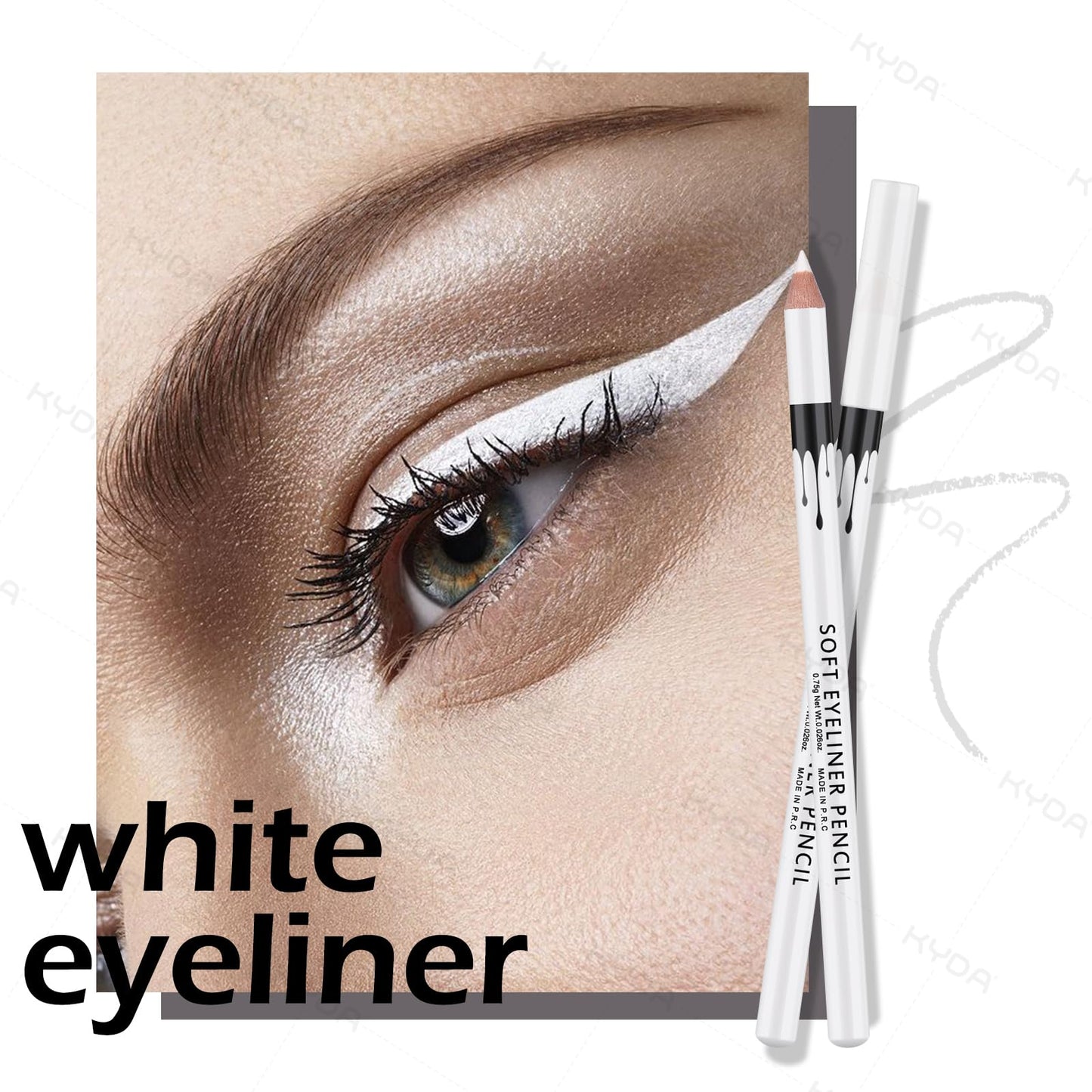 Ownest 12 Pcs White Eyeliner Highlighter Pen, White Pearl Eyeliner Pencil Set, Soft Shimmer Liner & Shadow Pencil, Lasting Smooth Cream Eye Liner Pen