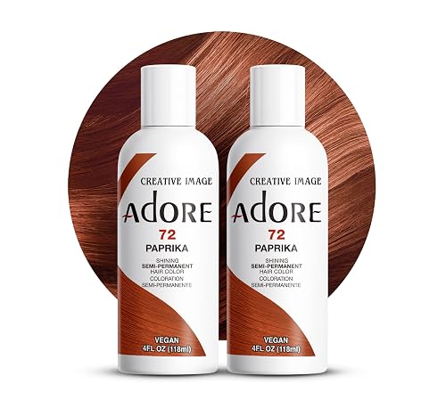 Adore Semi Permanent Hair Color (072 Paprika) (2 Pack) | Vegan & Cruelty-Free Brown Hair Dye | No Ammonia, No Peroxide, No Alcohol | 4 Fl Oz